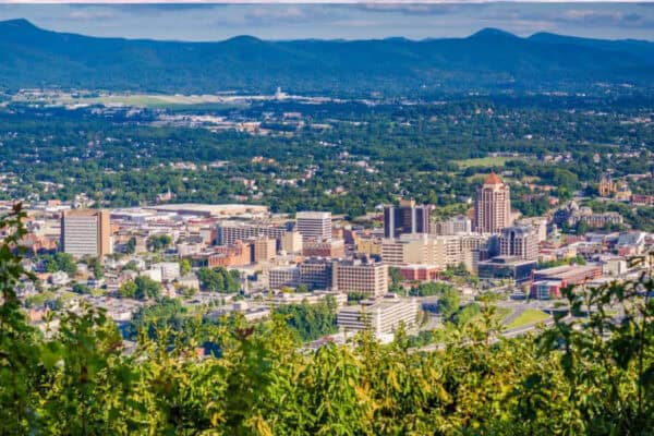 View of Roanoke from Mill Mountain, in Roanoke, Virginia.