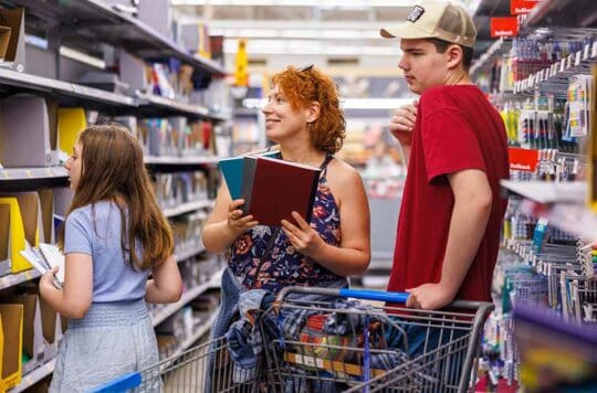 Family shopping for school supplies