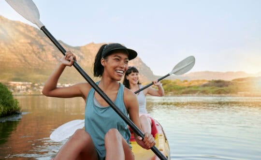 people kayaking