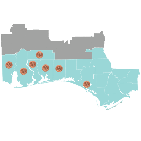 Map of Alabama and Florida counties