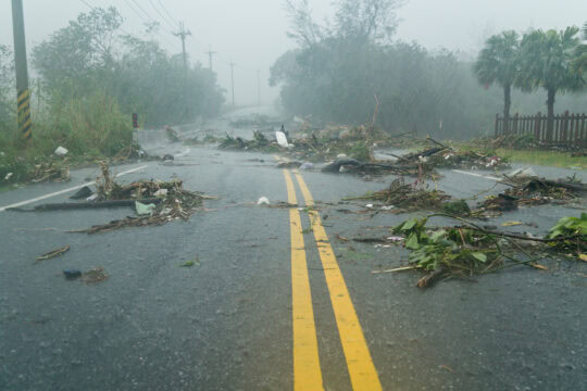 street with storm damage